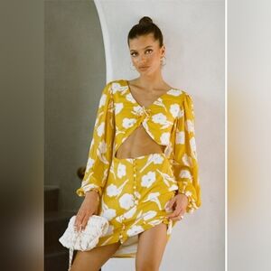 ⭐️SABO Yellow & White Paraiso Lista Dress Sz 2/XS